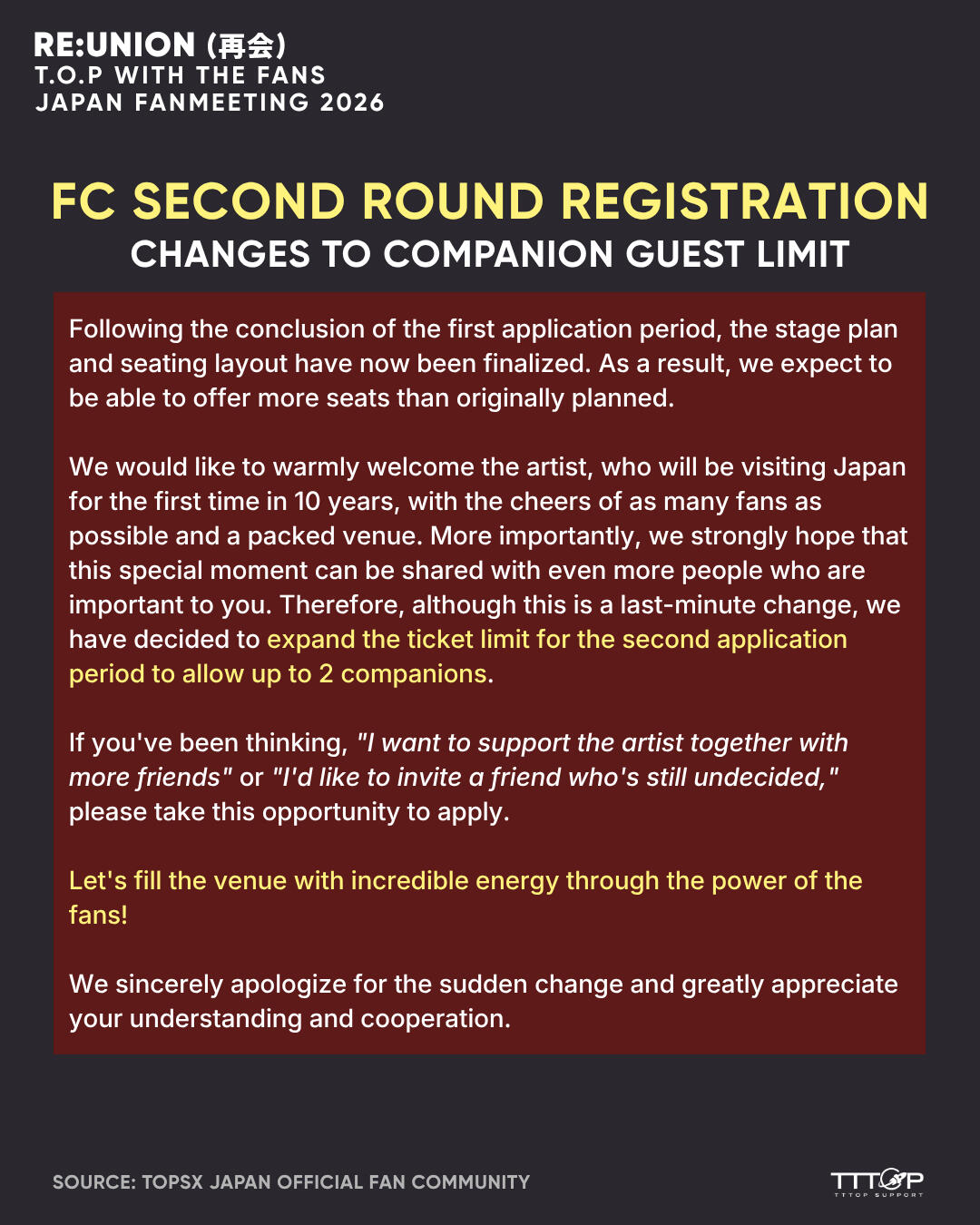 CHANGES TO COMPANION GUEST LIMIT CHANGES TO COMPANION GUEST LIMIT